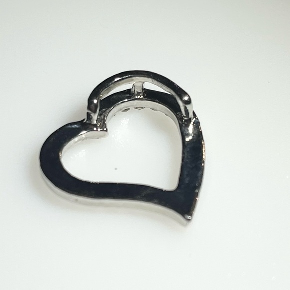 Silvertone Rhinestone Heart Pendant - Picture 14 of 15